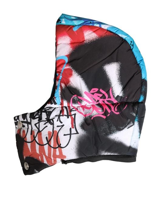 Dolce & Gabbana Blue Graffiti Whole Head Wrap Capello Hat Polyester for men