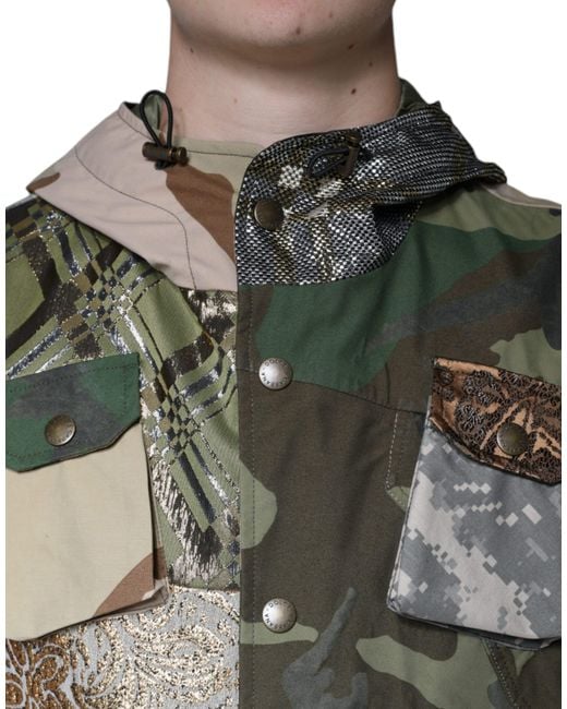 Dolce & Gabbana Multicolor Patchwork Hooded Vest Jacket for men