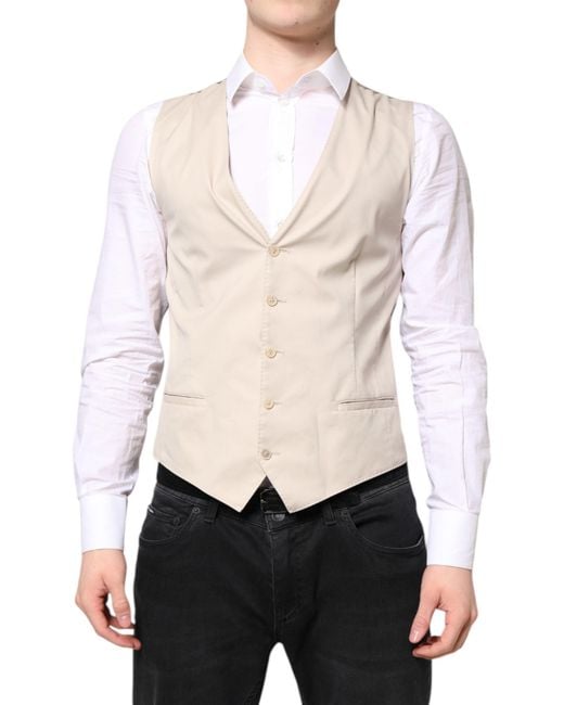 Dolce & Gabbana Natural Dress Formal Waistcoat Vest for men