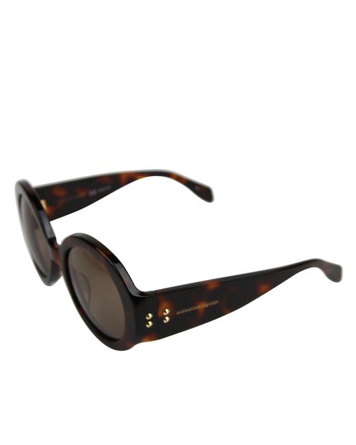 McQueen Brown Plastic Acetate Round Sunglasses