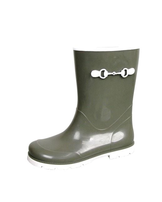 Gucci Green Kids Children's Rubber Rain Boot W/Horsebit