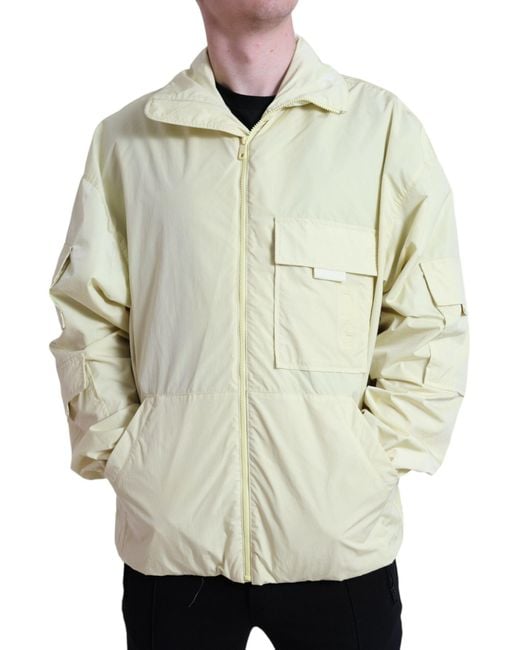 Dolce & Gabbana Gray Nylon Collared Full Zip Parka Jacket for men