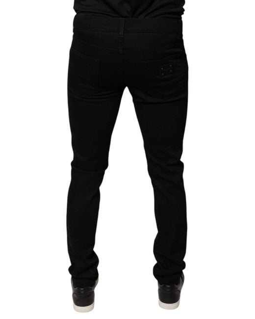 Dolce & Gabbana Black Skinny Jeans Embroidered Style for men