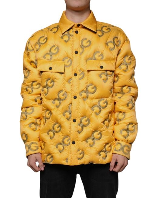 Dolce & Gabbana Metallic Logo Padded Buttoned Blouson Jacket for men