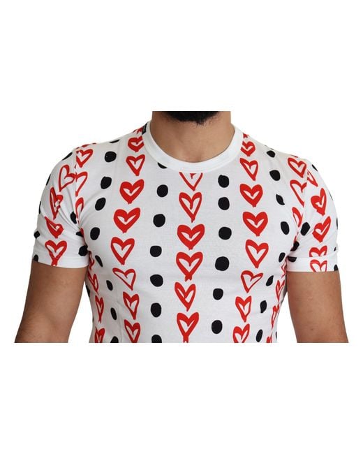 Dolce & Gabbana Red Hearts Print Cotton Top T-Shirt for men