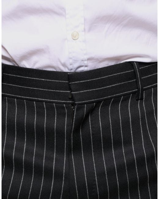 Dolce & Gabbana Black Stripes Skinny Dress Pants for men