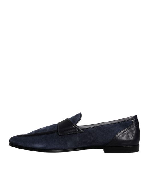Dolce & Gabbana Blue Suede Leather Loafer Moccasin Shoes for men