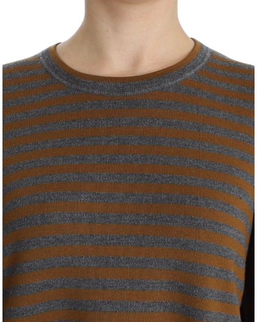 Dolce & Gabbana Brown Striped Oversized Sweater