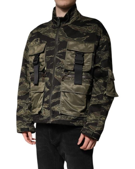 Dolce & Gabbana Black Tiger Camo Utility Jacket for men