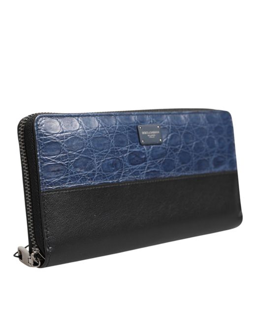 Dolce & Gabbana Blue Exotic Leather Continental Clutch Wallet for men