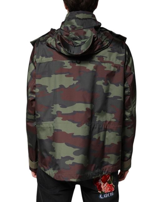 Dolce & Gabbana Black Camouflage Buttonup Jacket for men