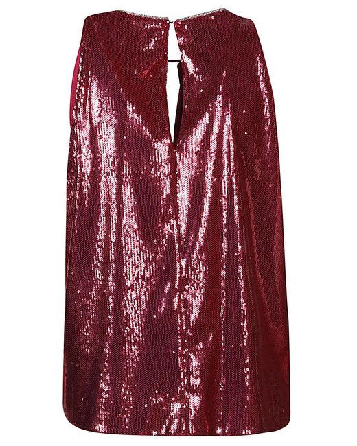 Dahlo Red Sequin Cropped Top
