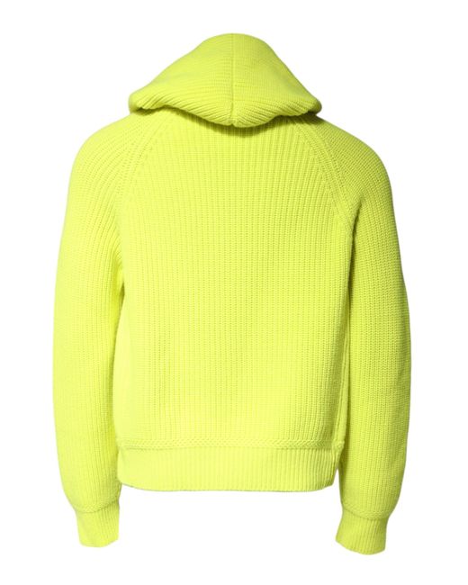 Dolce & Gabbana Yellow Hooded Knit Sweater 69 for men