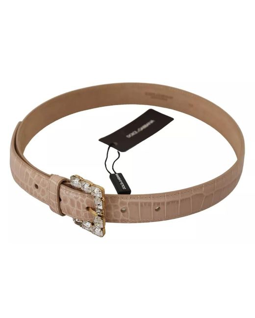 Dolce & Gabbana Black Leather Crystal Buckle Belt Calf