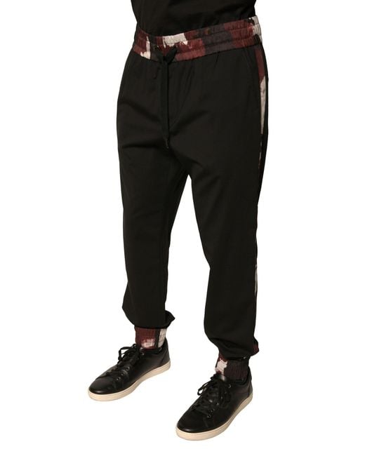 Dolce & Gabbana Black Camouflage Wool Jogger Sweatmen's Pants for men