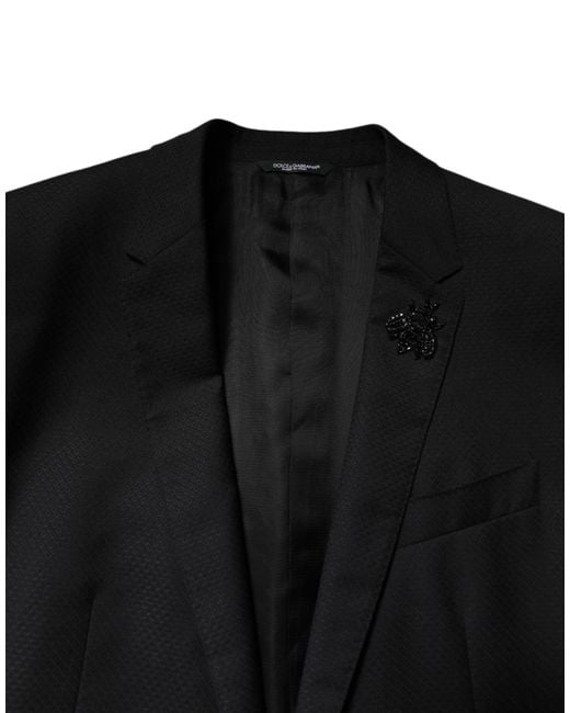 Dolce & Gabbana Black Wool Single Breasted 2 Piece Suit for men