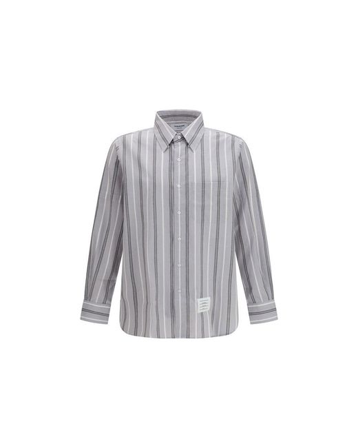 Thom Browne Gray Cotton Pattern Shirt for men