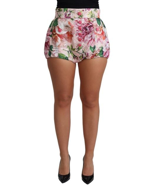 Dolce & Gabbana Black Cotton Floral Print Hot Pants Short Polyester Fiber