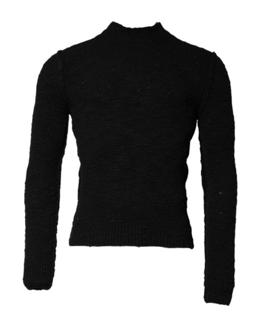 Dolce & Gabbana Black Wool Knit Crew Neck Pullover Sweater for men