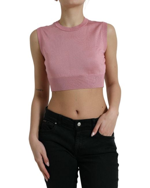 Dolce & Gabbana Purple Crew Neck Cropped Sleeveless Tank Top