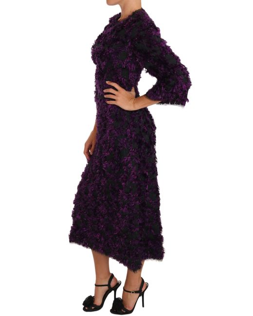 Dolce & Gabbana Blue Fringe Midi Sheath Dress