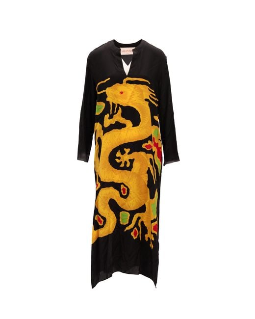 Valentino Garavani Black Dragon Embroidery Gown Dress