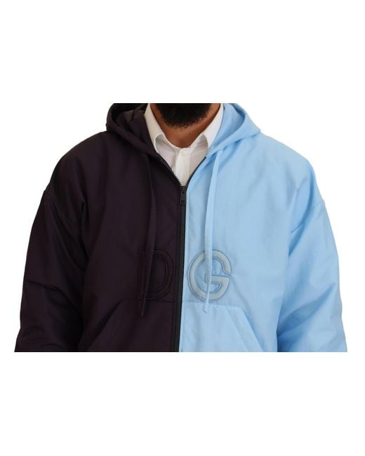 Dolce & Gabbana Blue Dg Hooded Full Zip Jacket for men