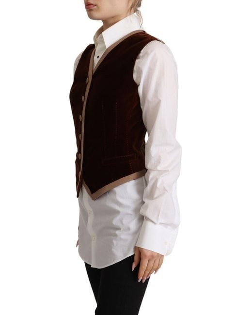 Dolce & Gabbana Multicolor Elegant Bordeaux Velvet Sleeveles Top