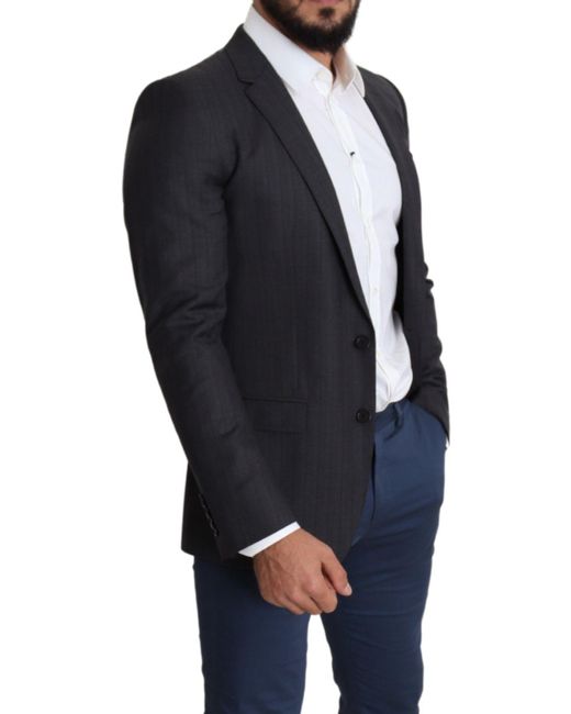 Dolce & Gabbana Blue Wool Single Breasted Coat Martini Blazer for men