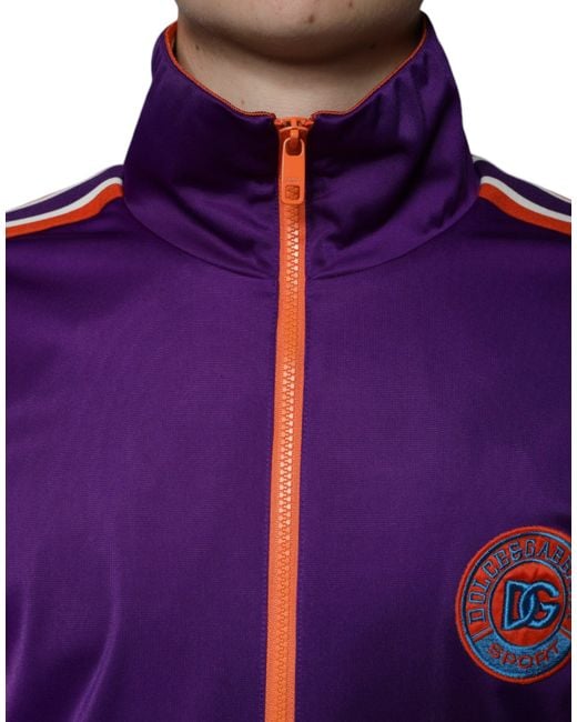 Dolce & Gabbana Purple Polyester Full Zip Long Sleeve Sweater for men
