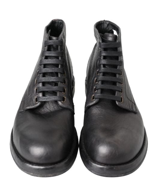 Dolce & Gabbana Black Horse Leather Perugino Boots for men