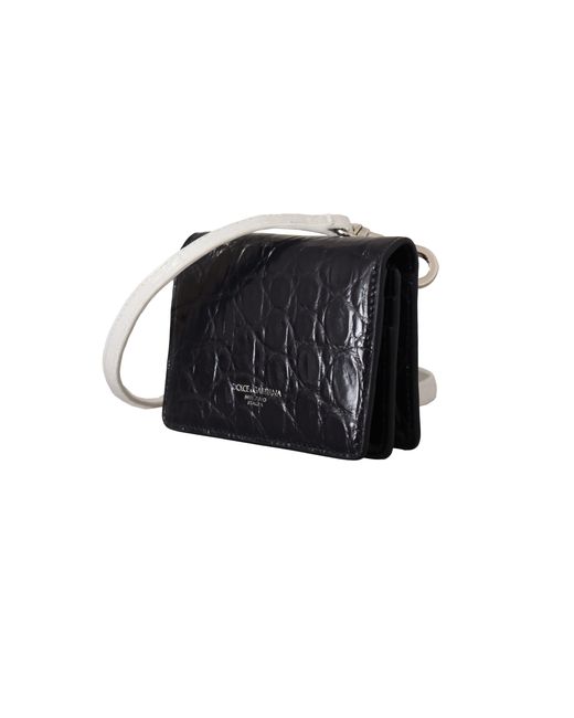 Dolce & Gabbana Black Exotic Leather Bifold Wallet With Strap for men