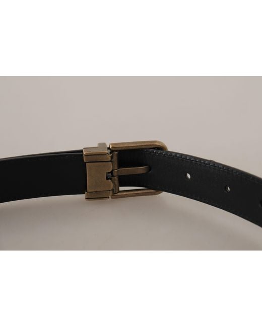 Dolce & Gabbana Black Chic Engraved Logo Leather Belt