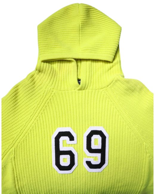 Dolce & Gabbana Yellow Hooded Knit Sweater 69 for men
