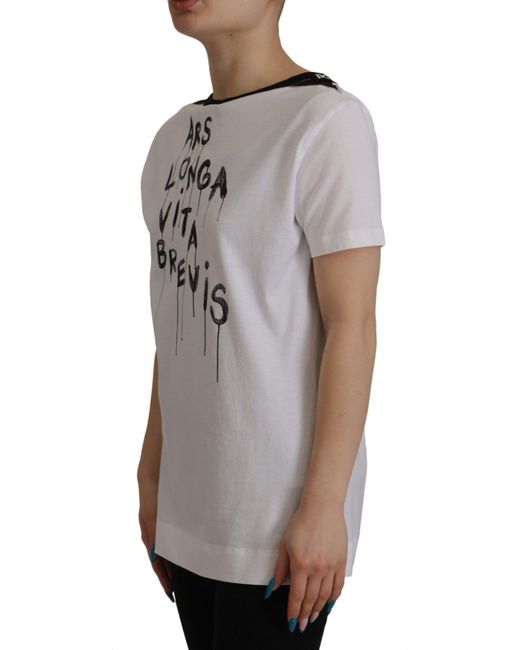 Dolce & Gabbana Gray Elegant Round Neck Slogan Tee