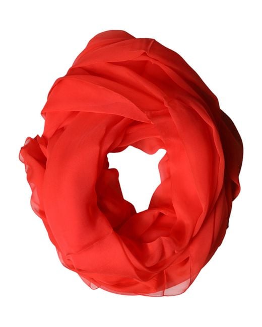 Dolce & Gabbana Red Stole Silk Neck Wrap Shawl Scarf for men