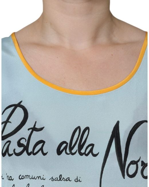 Dolce & Gabbana Blue Pasta Alla Norma Print Tank Top
