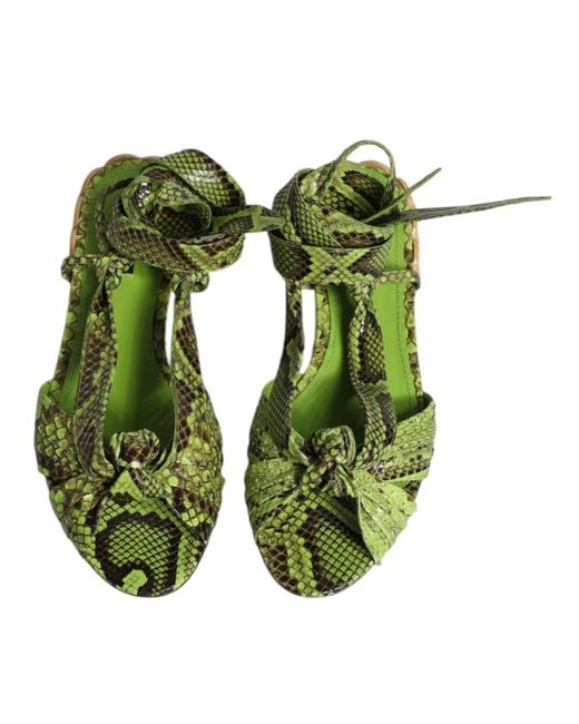 Dolce & Gabbana Green Flat Sandals