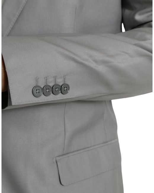 Dolce & Gabbana Gray Wool Peak Single Breasted Coat Blazer for men