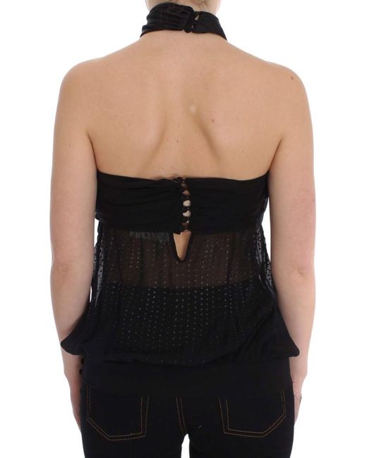 Exte Black Neck Wrap Top Blouse
