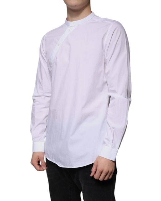 Dolce & Gabbana White Cotton Slim Fit Martini Dress Shirt for men