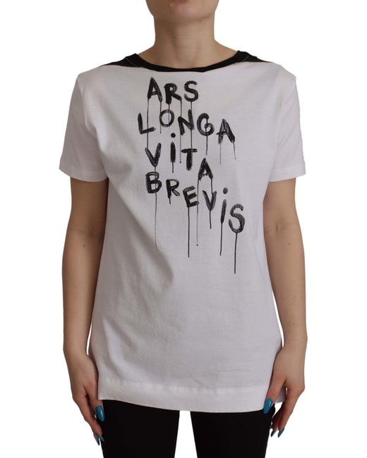 Dolce & Gabbana Gray Elegant Round Neck Slogan Tee