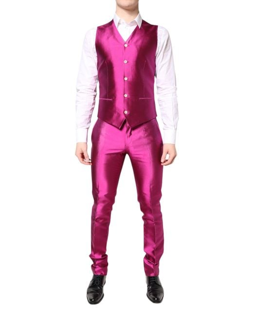 Dolce & Gabbana Red Sicilia Double Breasted 3 Piece Suit for men