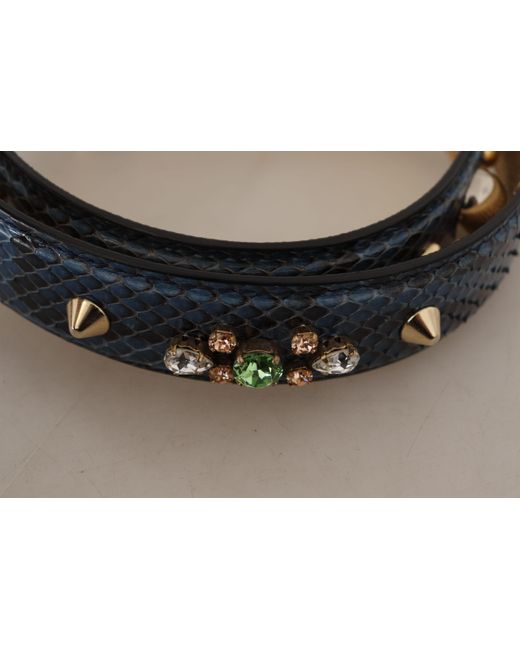 Dolce & Gabbana Black Exotic Leather Crystals Shoulder Strap