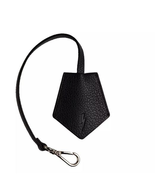 Neil Barrett Black Leather Keychain for men