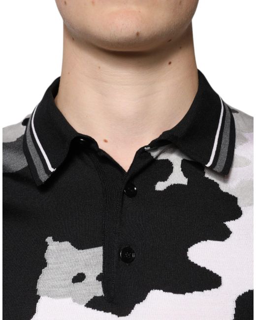 Dolce & Gabbana Black Camouflage Polo Shirt Tsh86941 for men