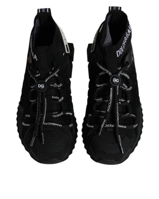 Dolce & Gabbana Black Sorrento Socks Logo Sneakers Shoes