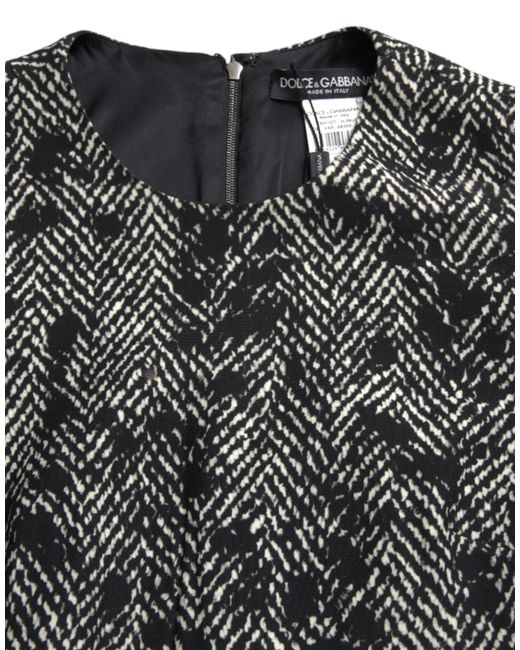 Dolce & Gabbana Black Chevron Polyester Shift Mini Dress