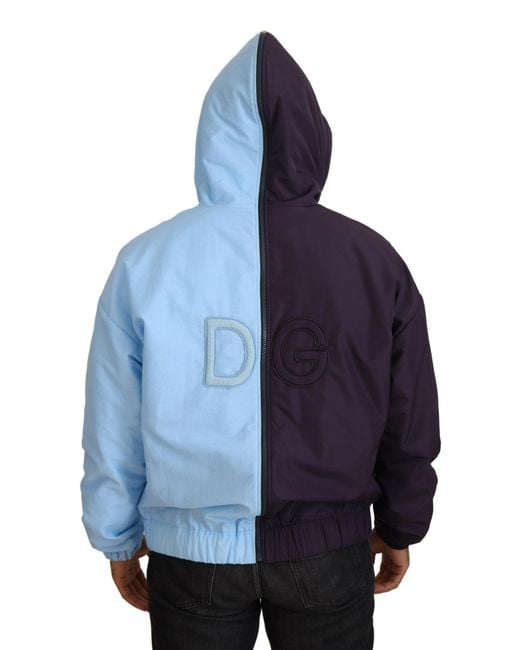 Dolce & Gabbana Blue Dg Hooded Full Zip Jacket for men