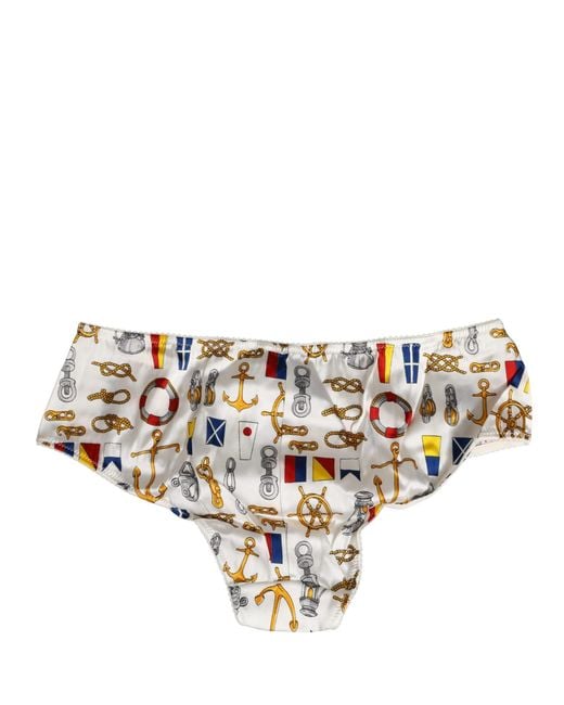 Dolce & Gabbana White Sailor Print Polyester Bottoms Underwear